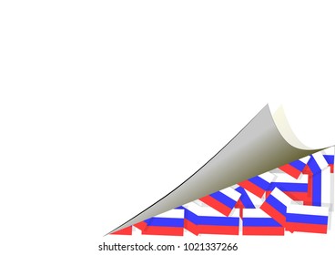 Vector illustration of national Russian flags hidden behind the sticker.