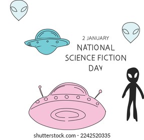 vector illustration National Science Fiction Day falls on January 2nd celebrated every year