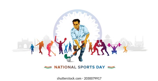 Vector illustration of National Sports day concept and background