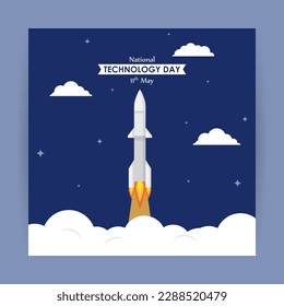 Vector illustration of National Technology Day in India 11 May, social media story feed mockup template