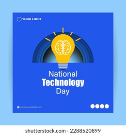 Vector illustration of National Technology Day in India 11 May, social media story feed mockup template