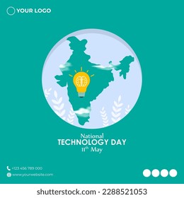 Vector illustration of National Technology Day in India 11 May, social media story feed mockup template