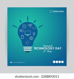 Vector illustration of National Technology Day in India 11 May, social media story feed mockup template