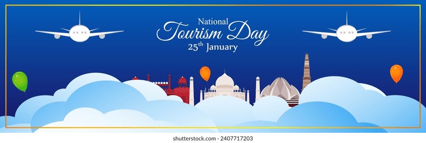 Vector illustration of National Tourism Day social media feed template