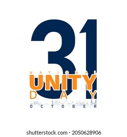 Vector Illustration of National Unity Day. The Iron man of India Statue under clouds.