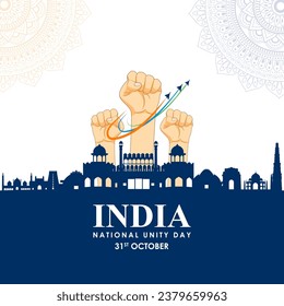 Vector illustration of National Unity Day of India social media feed template