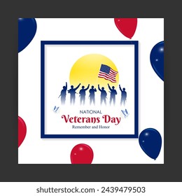Vector illustration of National Veterans' Day social media feed template