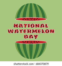 Vector illustration of national watermelon day. The two halves of the watermelon