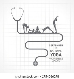 Vector illustration of National Yoga Awareness month observed in  September every year
