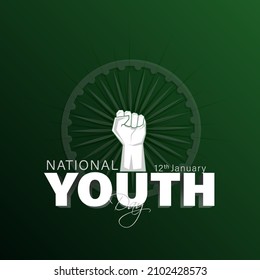 Vector Illustration of National Youth Day India January 12 on green background