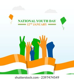 Vector illustration of National Youth Day social media feed template