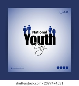 Vector illustration of National Youth Day social media feed template 