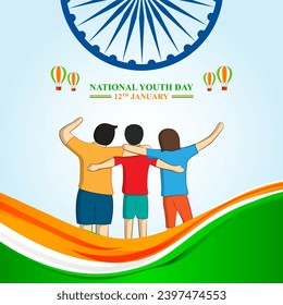 Vector illustration of National Youth Day social media feed template