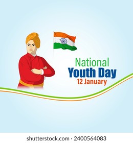 Vector illustration of National Youth Day social media feed template