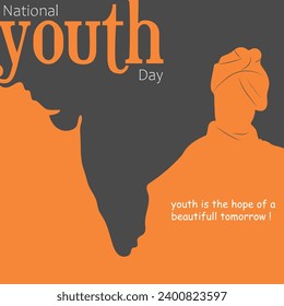 Vector illustration of National Youth Day with Swami Vivekananda banner , poster , social media post 