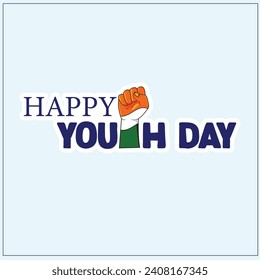 Vector illustration National Youth Day India with fist Editable Post Template