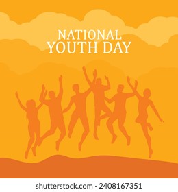 Vector illustration National Youth Day India group of people Editable Post Template