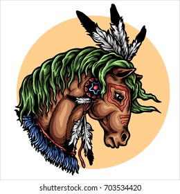 Vector illustration of native america horse head