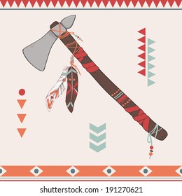 Vector illustration of native American Indian tomahawk