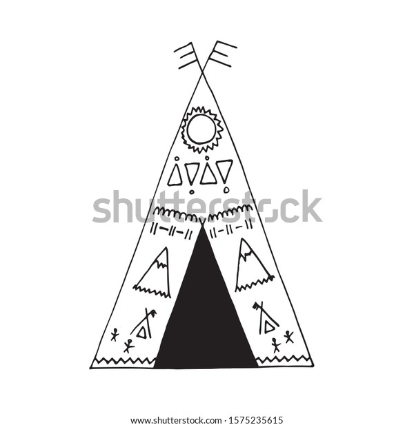 Vector Illustration Native American Traditional Tepee Stock Vector ...