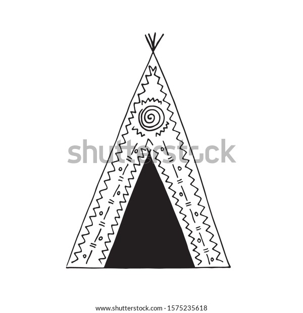 Vector Illustration Native American Traditional Tepee Stock Vector ...