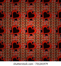 Vector illustration. Native batik watercolor artistic black, red and orange seamless pattern. Seamless hand drawn tribal tiles texture. Ethnic boho style.
