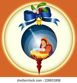 Vector illustration - Nativity Christmas Ornament with baby Jesus 