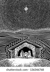 Vector illustration of the Nativity scene
