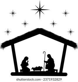 vector illustration of a nativity scene on a transparent background