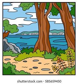 Vector illustration, natural background. Australian coast