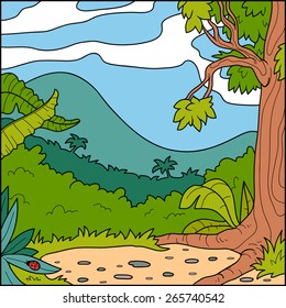 Vector illustration, natural background (forest glade)