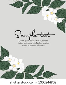 Vector illustration Natural background with green leaves and flower. Fresh green leaves