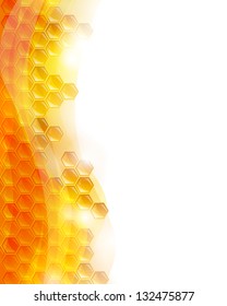 Vector Illustration of a Natural Background with Honeycombs and the Bees