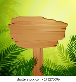 Vector Illustration of a Natural Background with Palm Trees