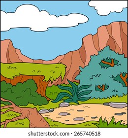 Vector illustration, natural background (savanna)