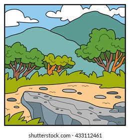 Vector illustration, natural background (savanna)
