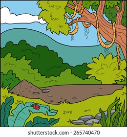 Vector illustration, natural background (tropical forest)