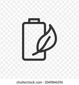 Vector illustration of natural battery icon in dark color and transparent background(png).