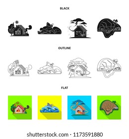 Vector illustration of natural and disaster icon. Set of natural and risk stock symbol for web.