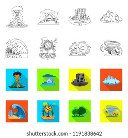 Vector illustration of natural and disaster icon. Collection of natural and risk vector icon for stock.