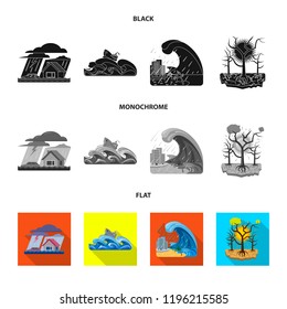 Vector illustration of natural and disaster icon. Set of natural and risk vector icon for stock.