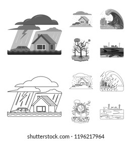 Vector illustration of natural and disaster icon. Set of natural and risk vector icon for stock.