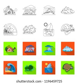 Vector illustration of natural and disaster icon. Set of natural and risk stock symbol for web.