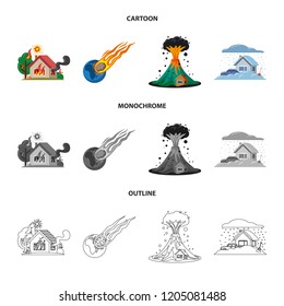 Vector illustration of natural and disaster icon. Set of natural and risk stock vector illustration.