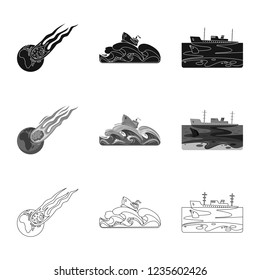 Vector illustration of natural and disaster icon. Set of natural and risk vector icon for stock.