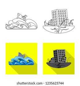 Vector illustration of natural and disaster icon. Set of natural and risk stock vector illustration.