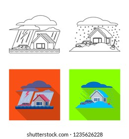 Vector illustration of natural and disaster icon. Set of natural and risk vector icon for stock.