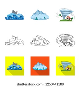 Vector illustration of natural and disaster icon. Set of natural and risk vector icon for stock.