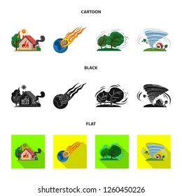 Vector illustration of natural and disaster icon. Set of natural and risk vector icon for stock.