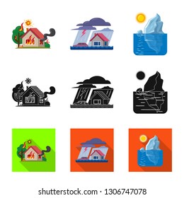 Vector illustration of natural and disaster icon. Collection of natural and risk vector icon for stock.